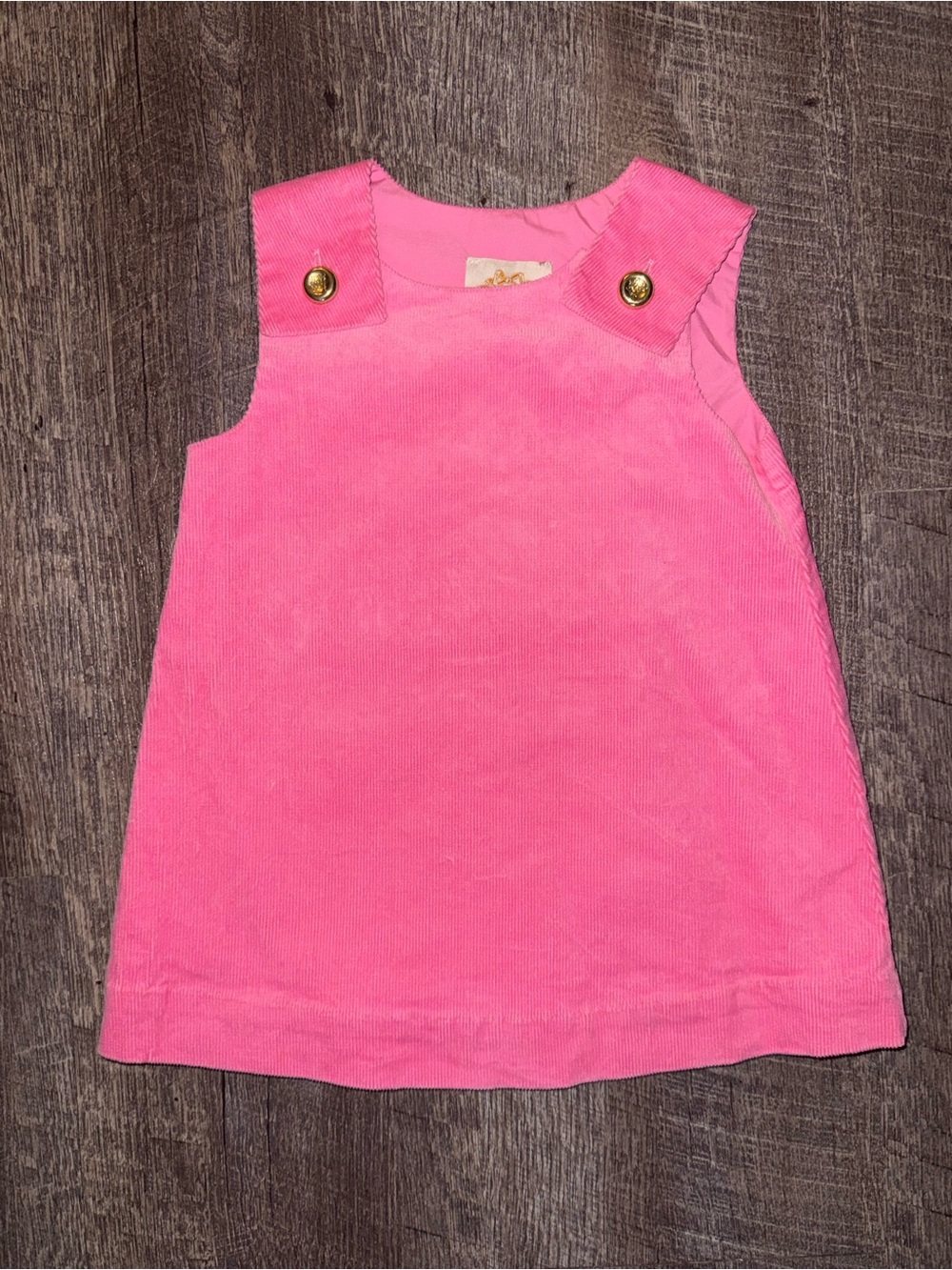 The Beaufort Bonnet Company Bright Pink Corduroy Pinafore with Gold Button